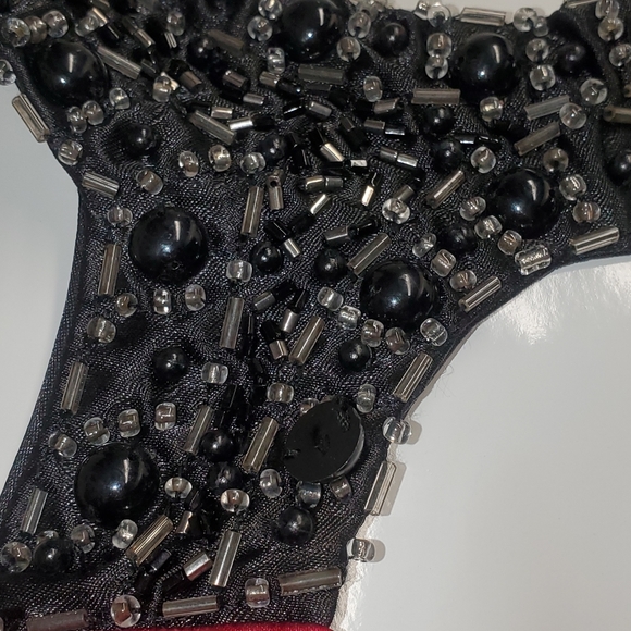 B Darling Red Dress Beaded Halter Cut Out Cleveage Rouged Mini Dress Si… - Picture 3 of 8